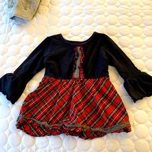 Rufflebutts top size 4t festive tartan